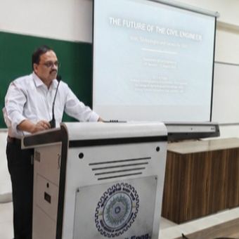 Dr Hegde at the podium of the Department of Civil Engineering, IIT Roorkee